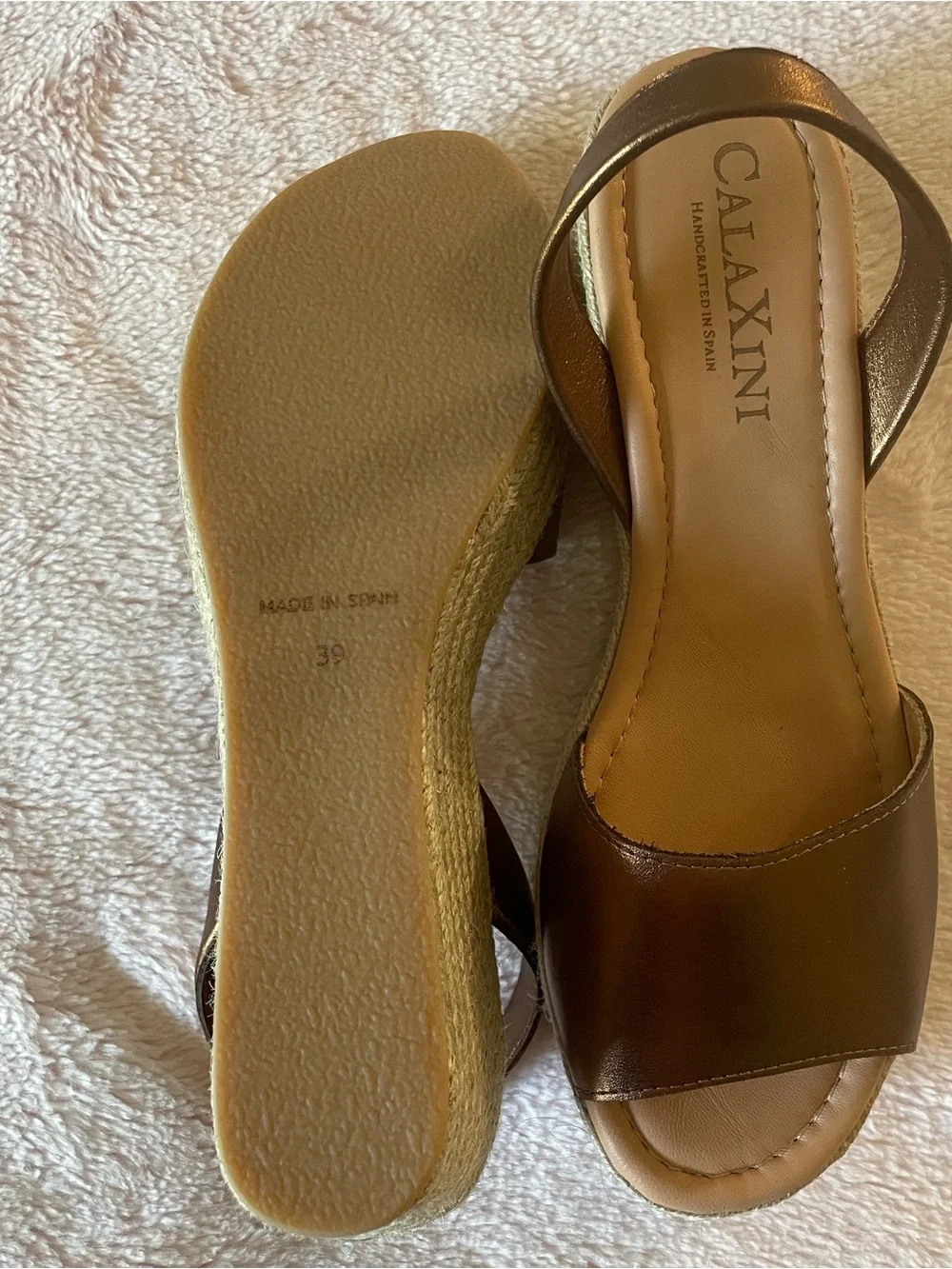 Calaxini Metallic Brown Slingback Sandals, Size 39-8-1/2